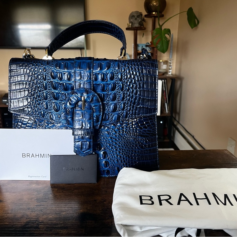 Brahmin Blue Crocodile Gabriella Bag